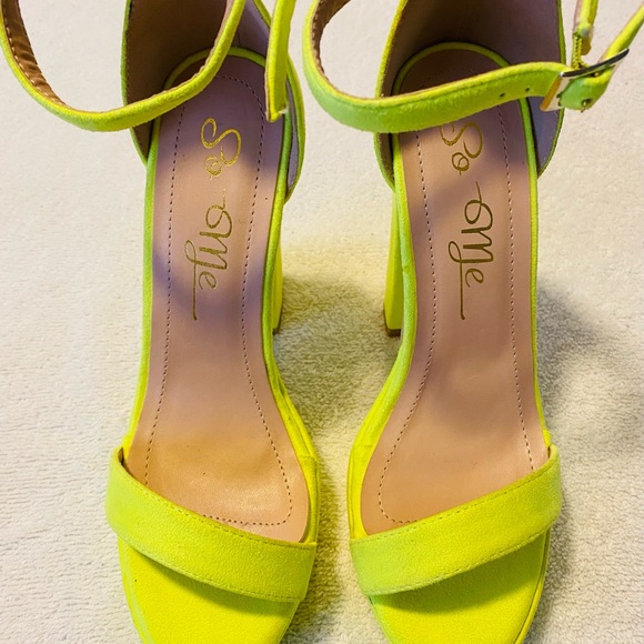 Brand New Neon Lime Heels By SO ME - Size 8 - Exact Heel Height 5 - Box 48 - Picture 3 of 7